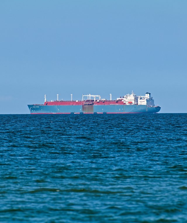Tanker under way